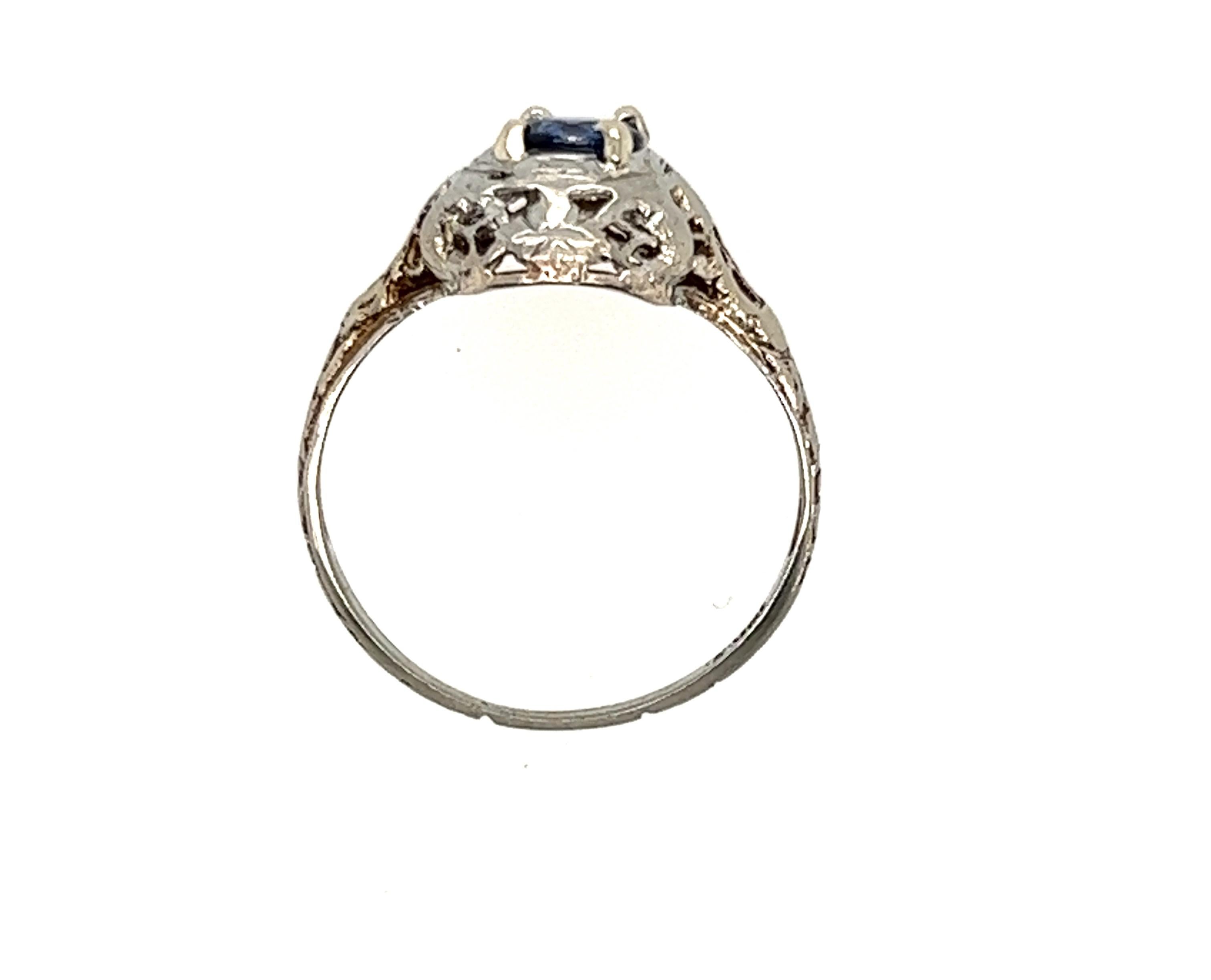 Genuine Original Art Deco Antique from 1920's Sapphire Engagement Ring 1/2ct 18K White Gold 


Featuring a Gorgeous .50 Carat Natural Round Dark Blue Sapphire

Hand Carved Details 

Perfect Alternative Engagement Ring

100% Natural Sapphire 

.50