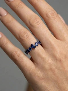 Sapphire Eternity 14K (18K Custom) White Gold Band Ring