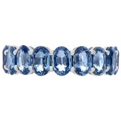 Sapphire Eternity Band 14k White Gold, Light Blue