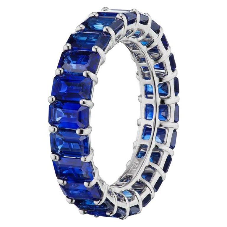 Blue Sapphire Eternity Band In 18K White Gold By RayazTakat For Sale at  1stDibs | blue sapphire eternity ring, sapphire eternity band white gold,  blue sapphire band
