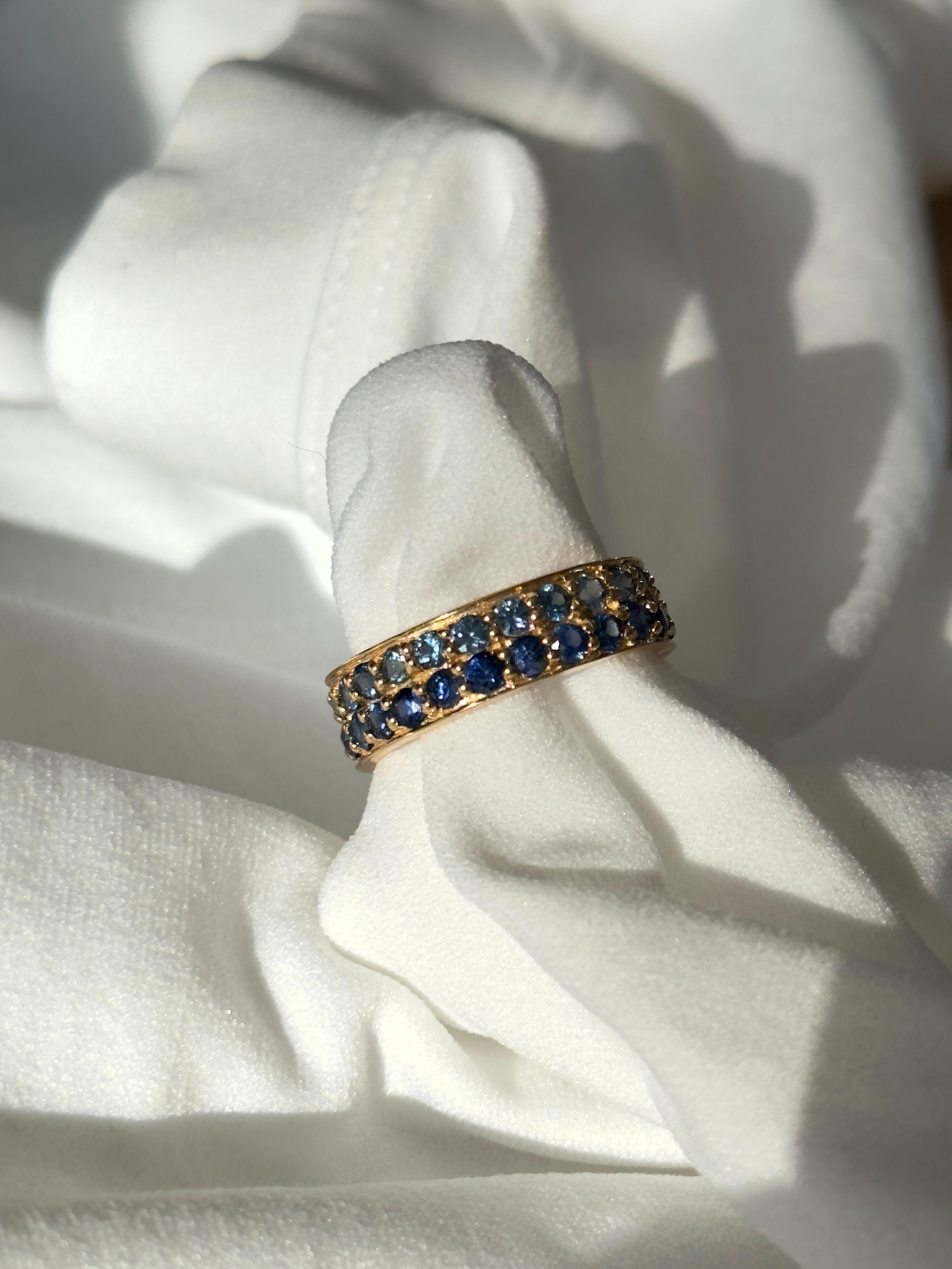 Sapphire Eternity Band, Natural Blue Sapphire Ring in 14k Yellow Gold, Eternity For Sale 5
