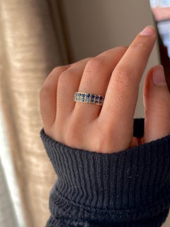 Sapphire Eternity Band, Natural Blue Sapphire Ring in 14k Yellow Gold, Eternity
