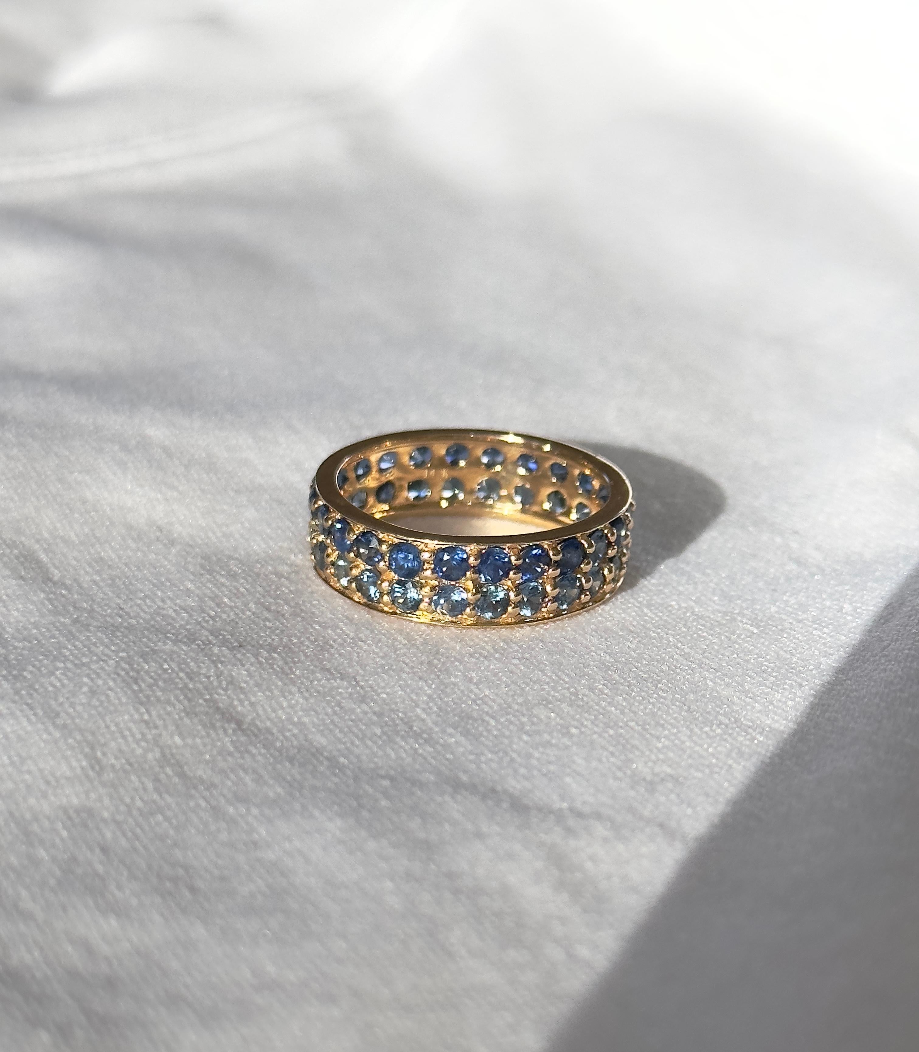 Sapphire Eternity Band, Natural Blue Sapphire Ring in 14k Yellow Gold, Eternity For Sale 1