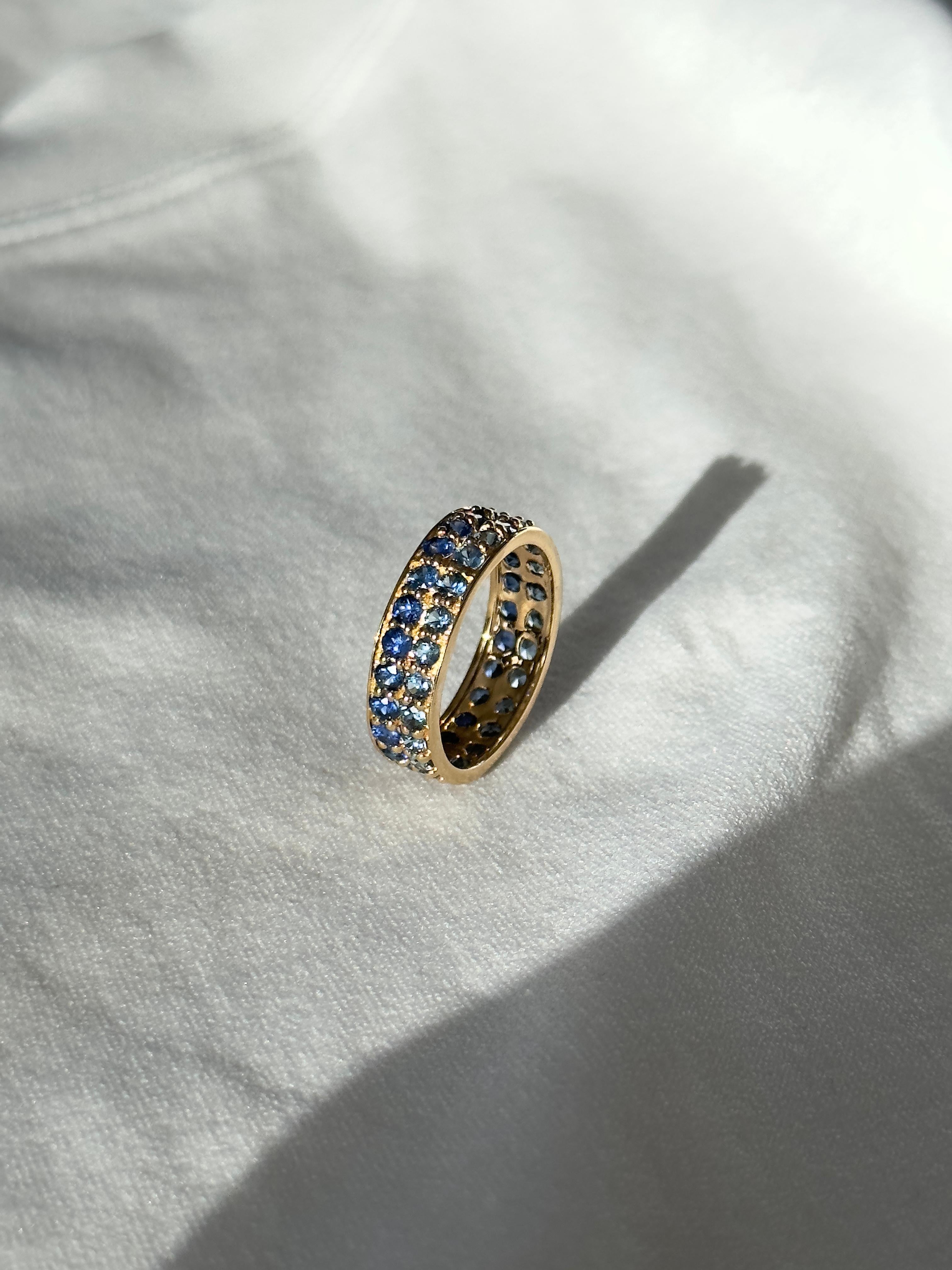 Sapphire Eternity Band, Natural Blue Sapphire Ring in 14k Yellow Gold, Eternity For Sale 3