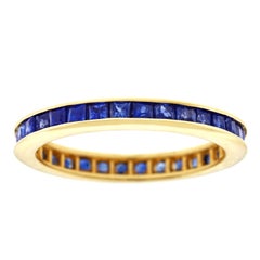 Retro Sapphire Eternity Band Set in Gold