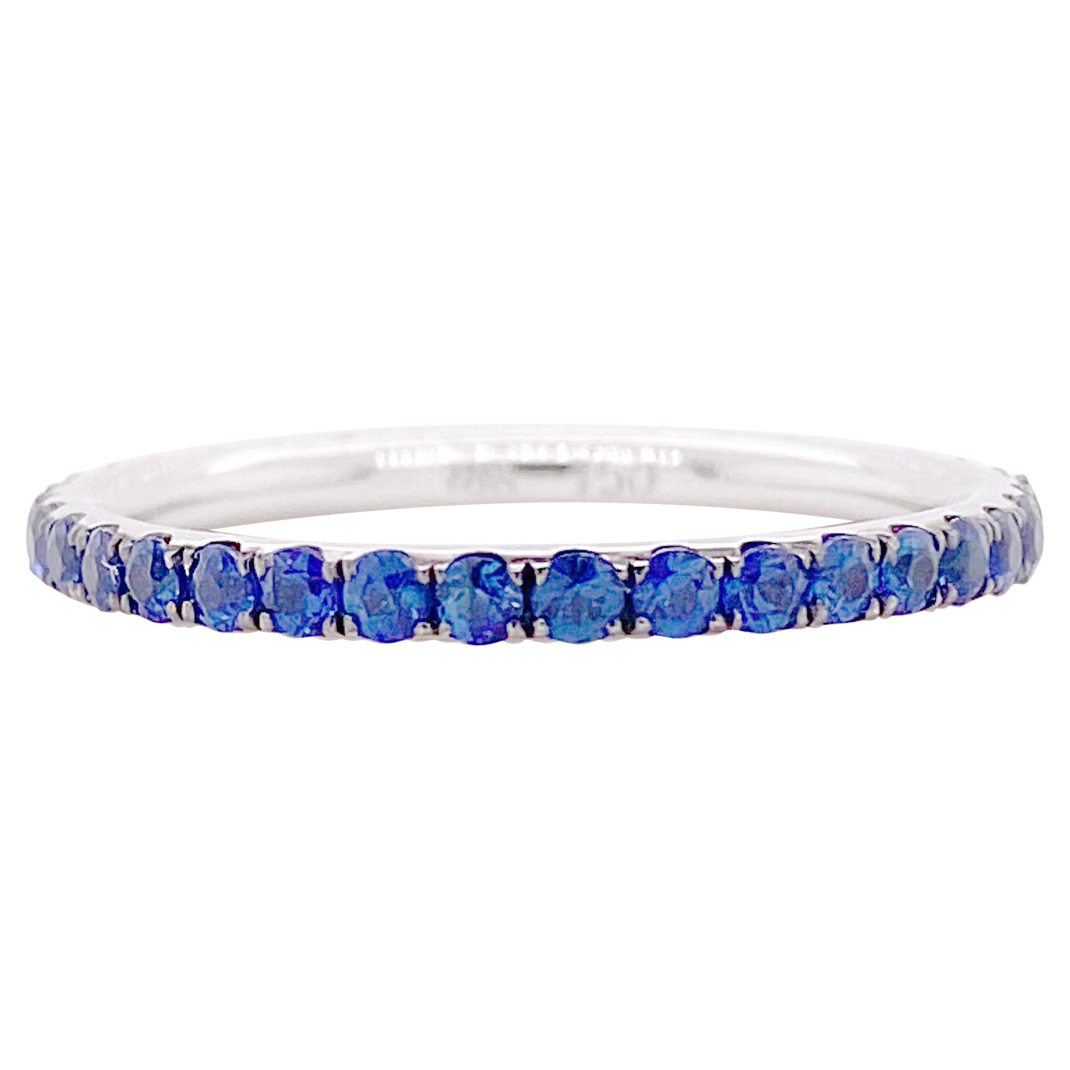 Saphir Ewigkeitsring, Ehering, stapelbarer Ring, Jahrestag-Ring in 18kt