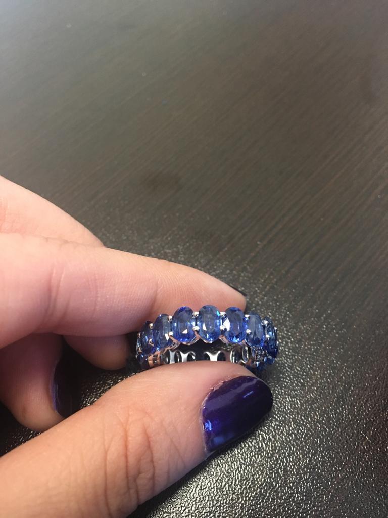 Modern Oval Sapphire Eternity Ring 12 Carats