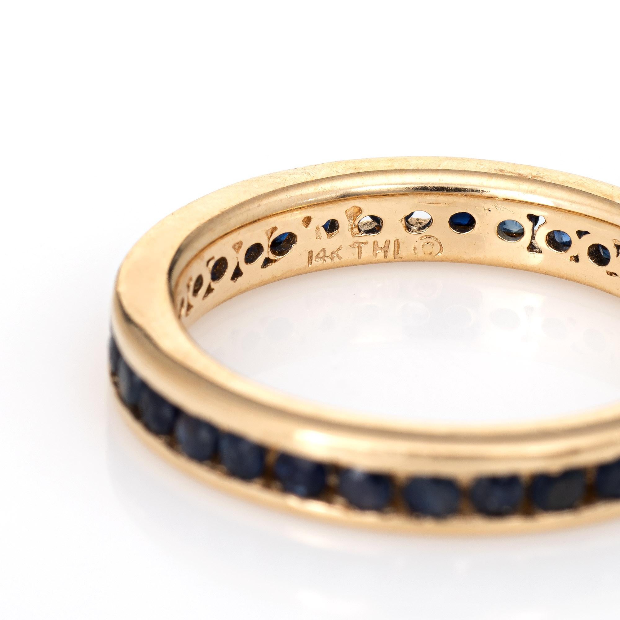 Sapphire Eternity Ring Vintage 14 Karat Yellow Gold Estate Stacking Band In Good Condition In Torrance, CA