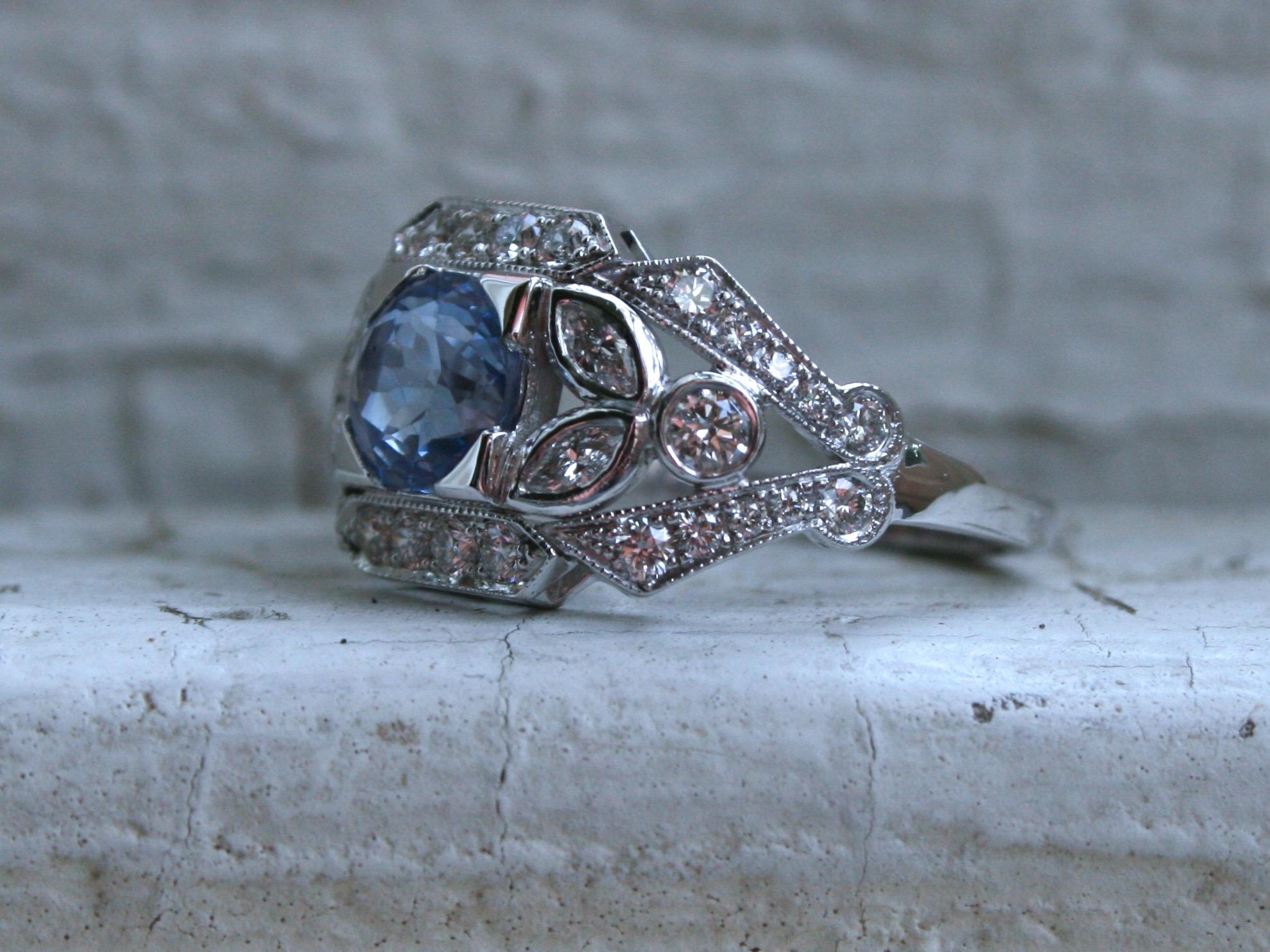 floral sapphire ring