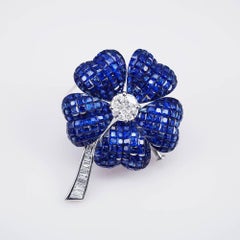Sapphire Flower Brooch