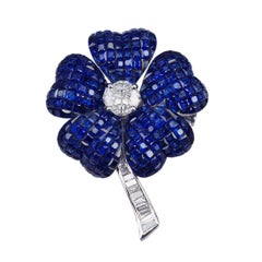 Sapphire Flower Brooch