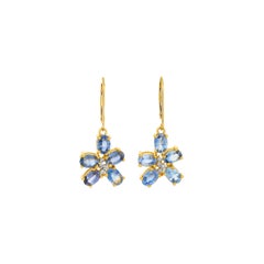 Pendientes Gota Flor Zafiro Diamante
