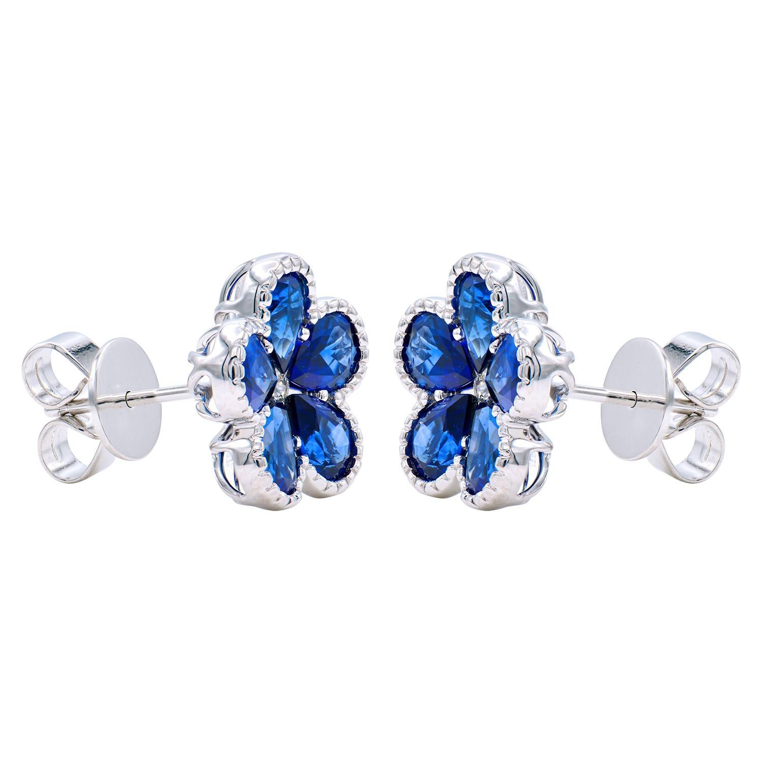 Contemporary Sapphire Flower Earrings For Sale