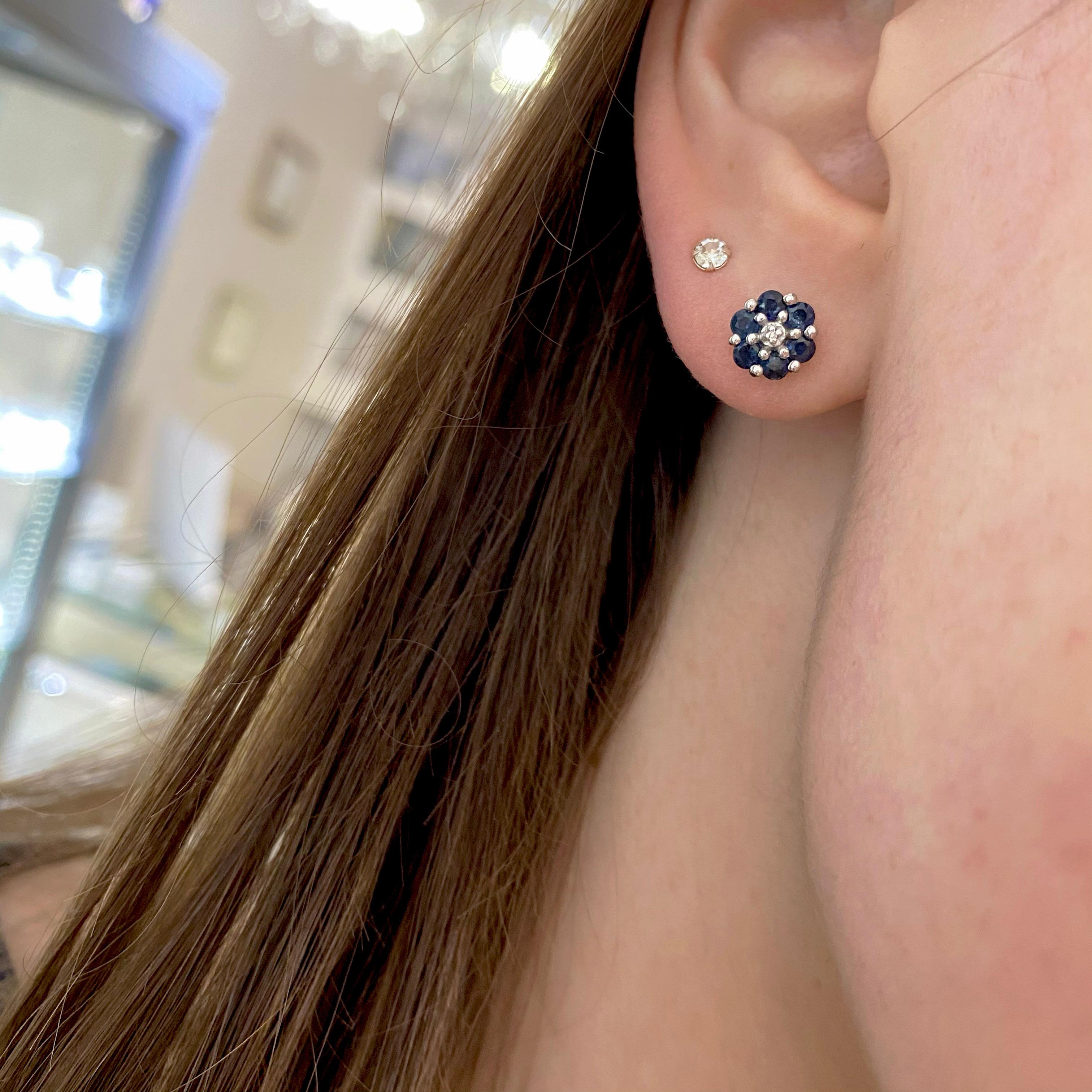 sapphire and diamond cluster earrings