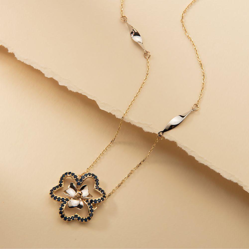 Women's Sapphire Flower Necklace 16