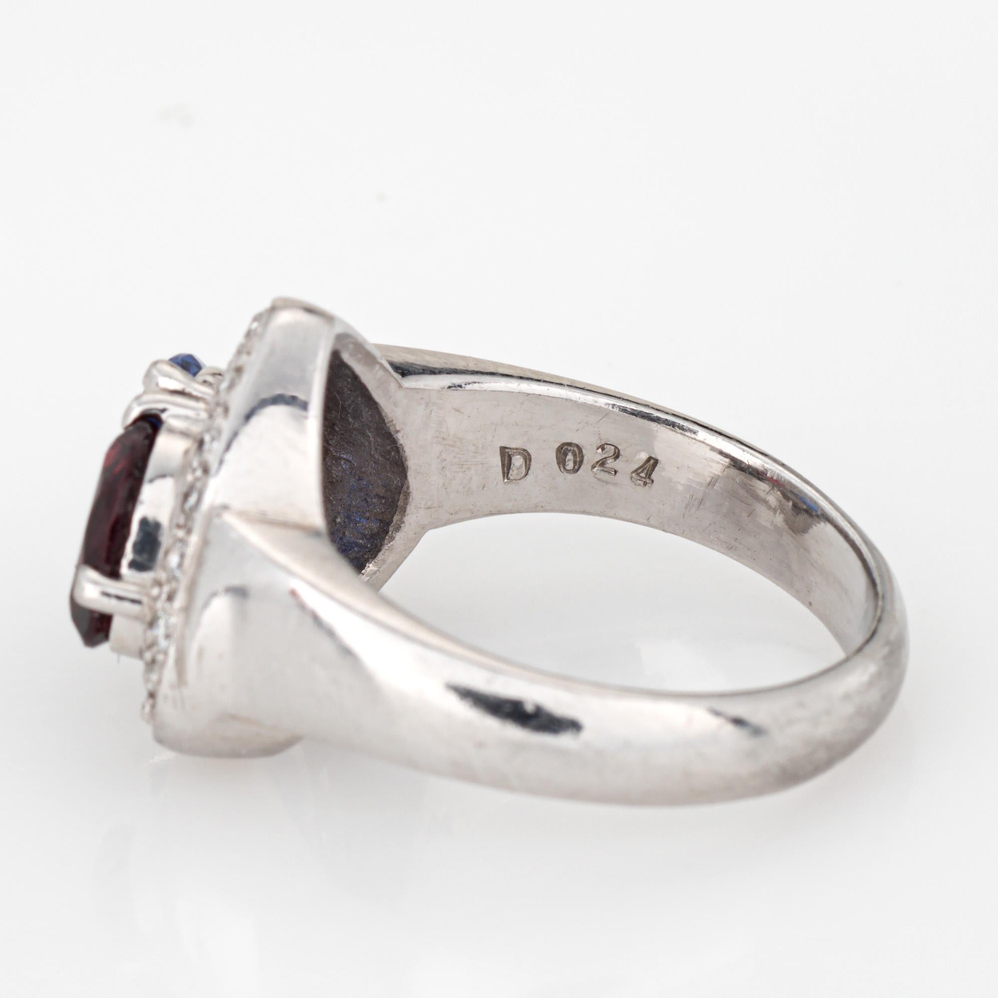 Anello Cuore Zaffiro Granato Diamante Estate Jewelry 6 Platino Moi et Toi Fine Jewelry in vendita 1