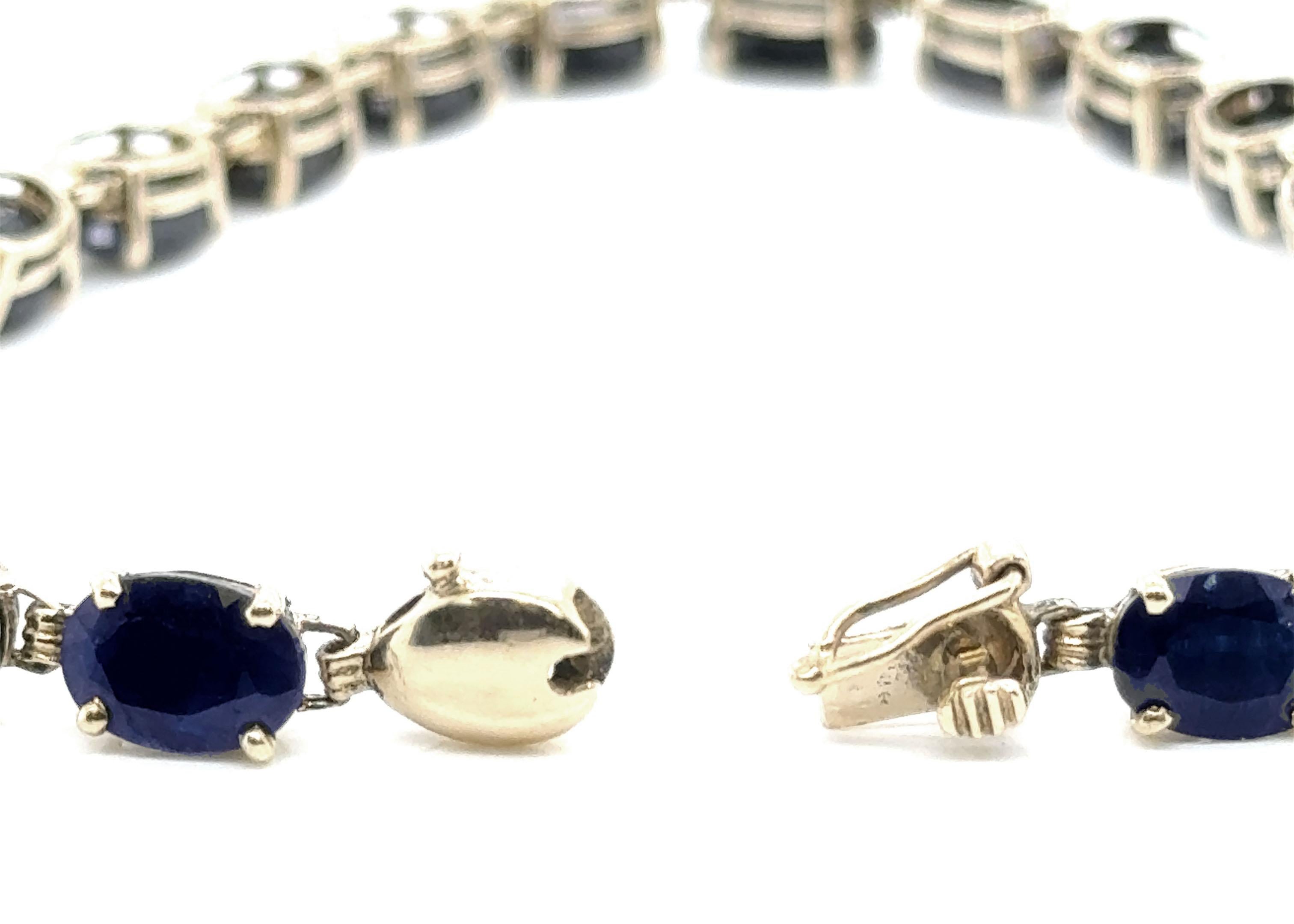 Zafiro Piedra Preciosa Pulsera de Tenis 20 Quilates  Eternidad 14K Piedra Nacimiento Septiembre 20 Corte oval en venta