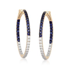 Boucles d'oreilles saphir en or jaune 14K avec diamants