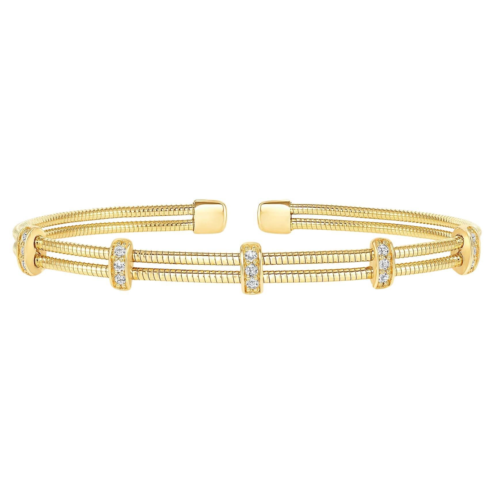 Bracciale tennis a barrette in oro 14K con diamante rotondo Sapphire Gleam