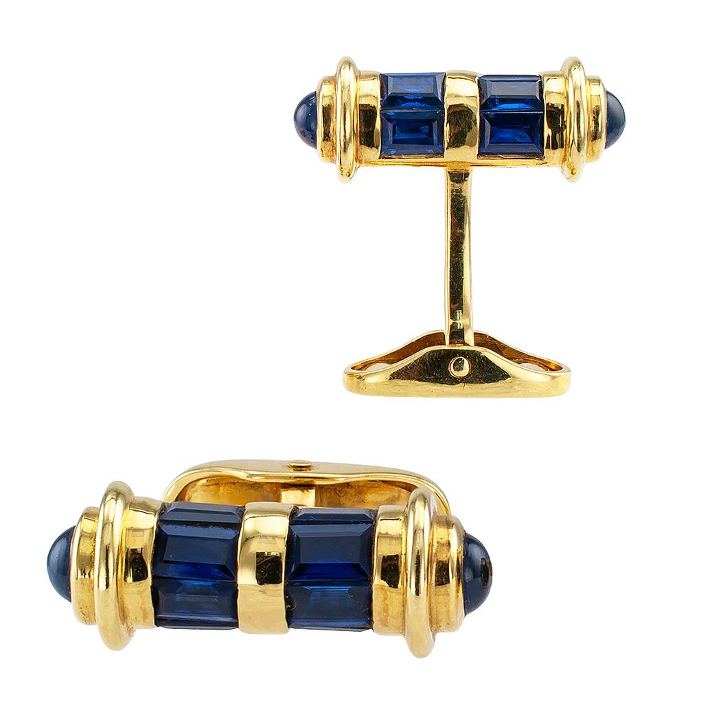 Sapphire Gold Baton Cufflinks