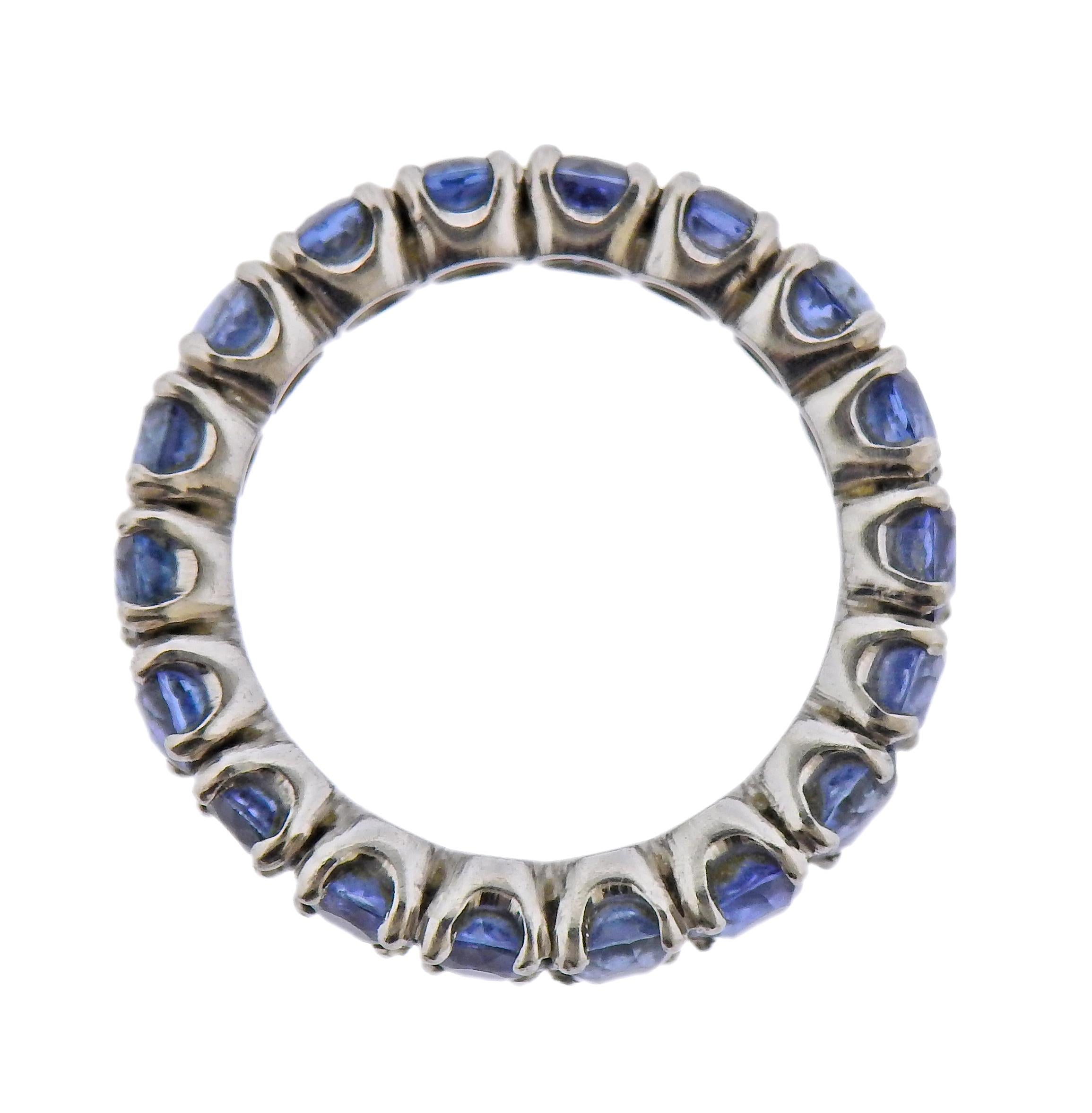 Round Cut Sapphire Gold Eternity Band Ring For Sale