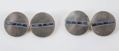 Vintage Cufflinks Platinum & 18 Karat Gold with Four Sapphires, USA circa 1930