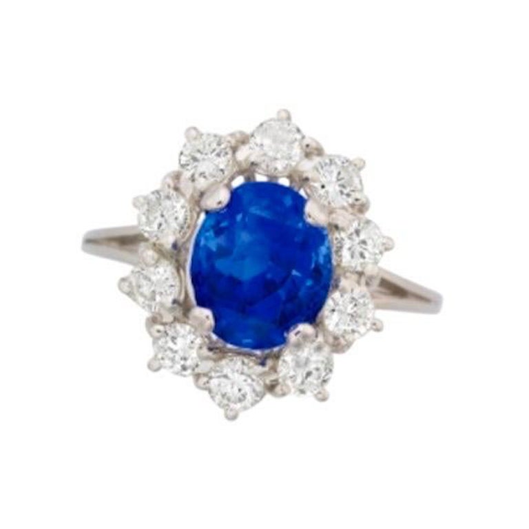 Sapphire Gold Ring 2.87ct No Heat, 14K White Gold, DSEF certified.