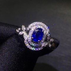 Bague de fiançailles en or avec saphir, saphir naturel et diamant