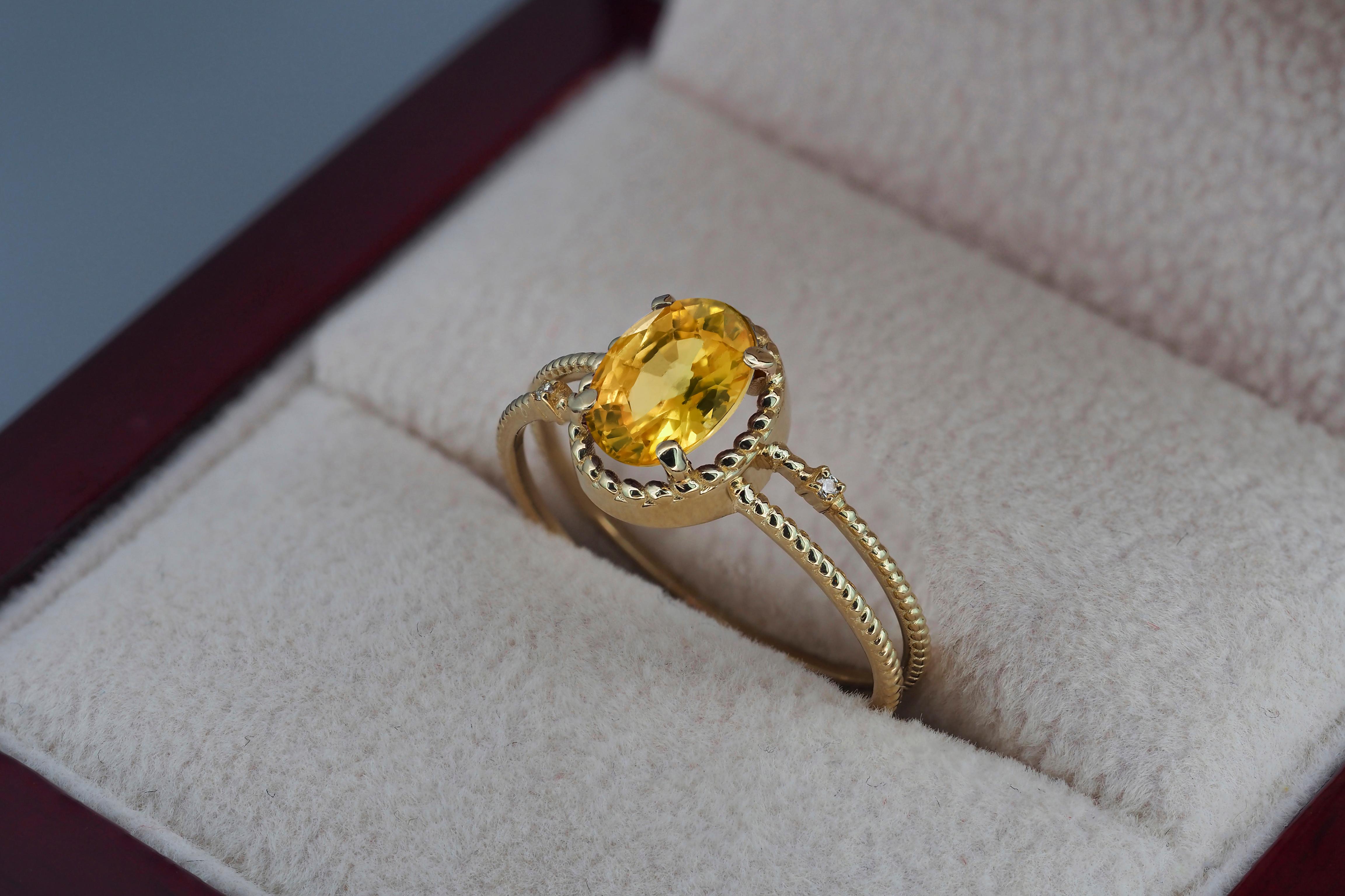 Saphir-Goldring, ovaler Saphir-Ring, 14k Goldring mit Saphir im Zustand „Neu“ im Angebot in Istanbul, TR