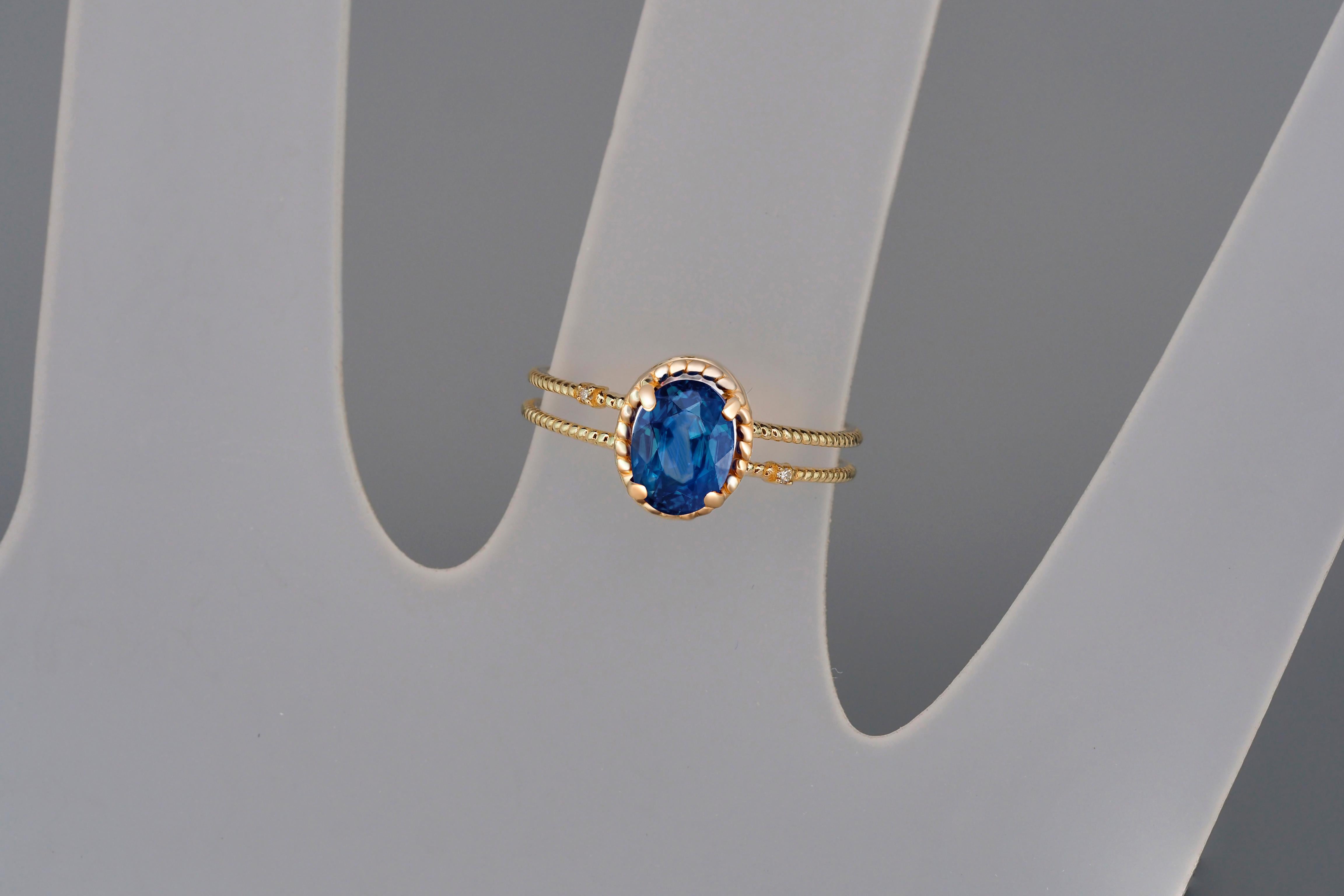Sapphire Gold Ring, Oval Sapphire Ring, 14k Gold Ring with Sapphire 1