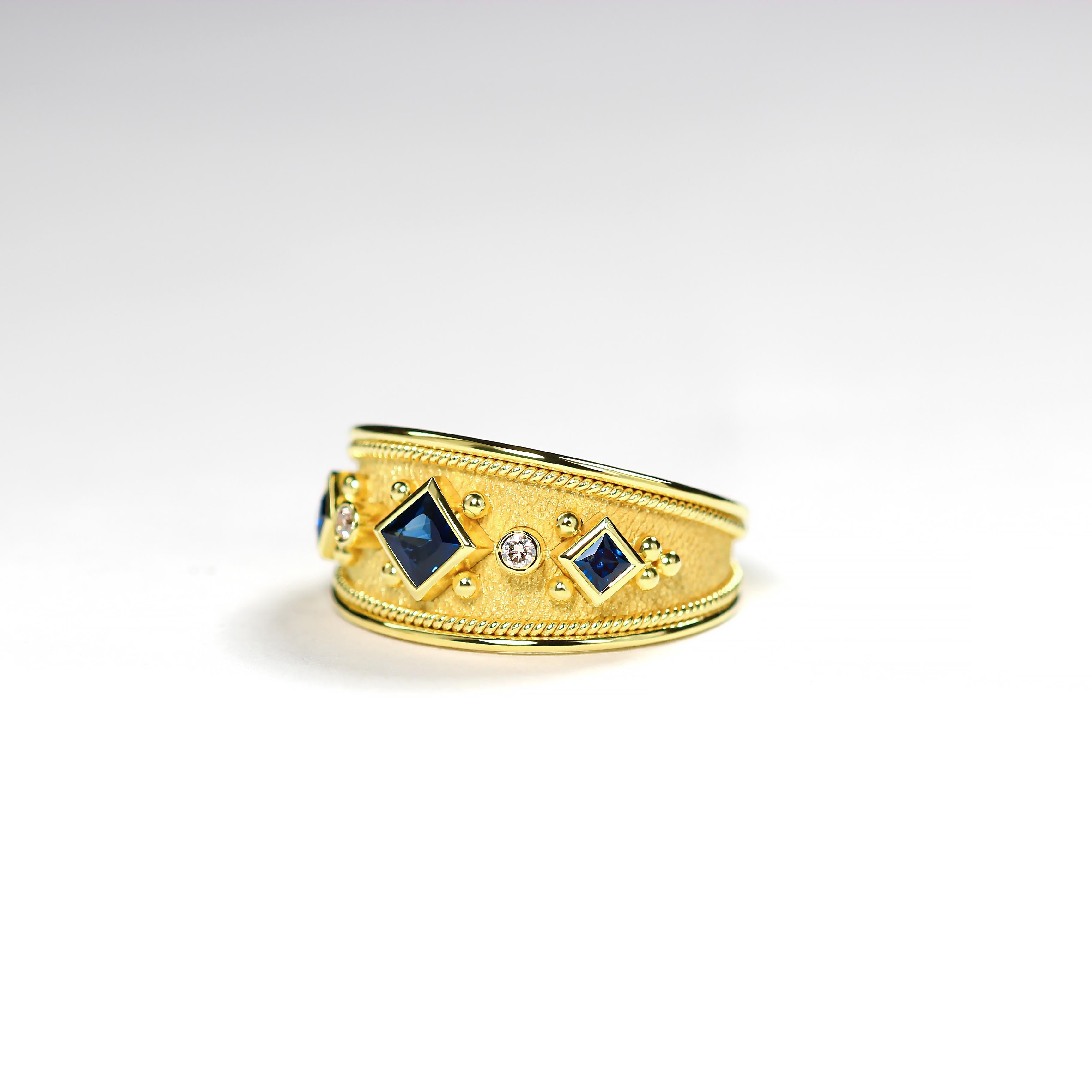 Sapphire Gold Ring with Diamonds In New Condition For Sale In Athens, GR