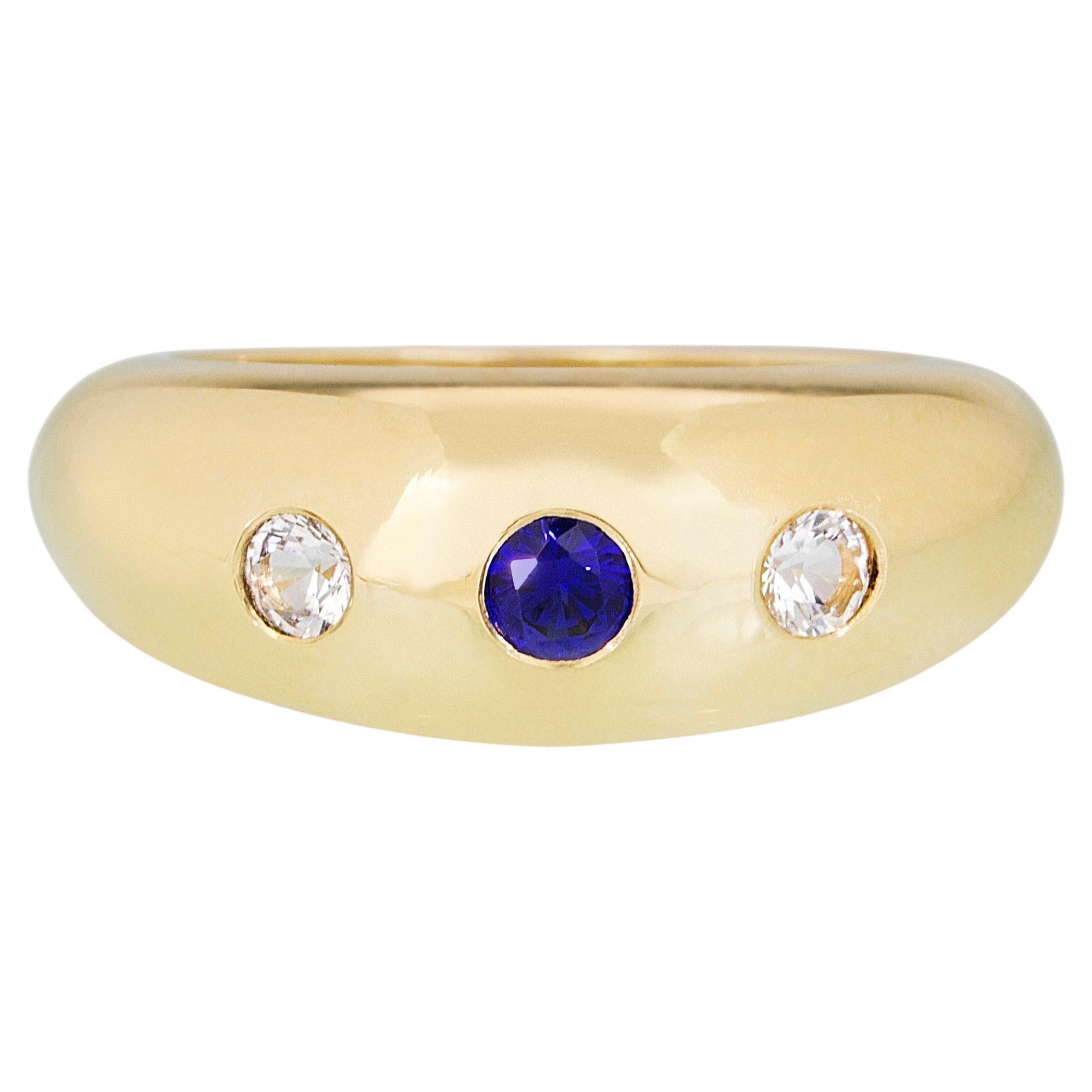 For Sale:  Diamond & Sapphire Tapered Dome Ring