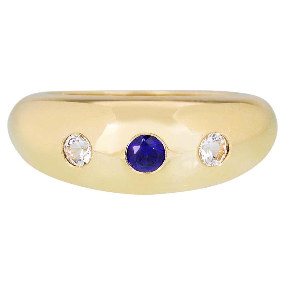 Cabochon Sapphire and Diamond Gypsy Ring For Sale at 1stDibs