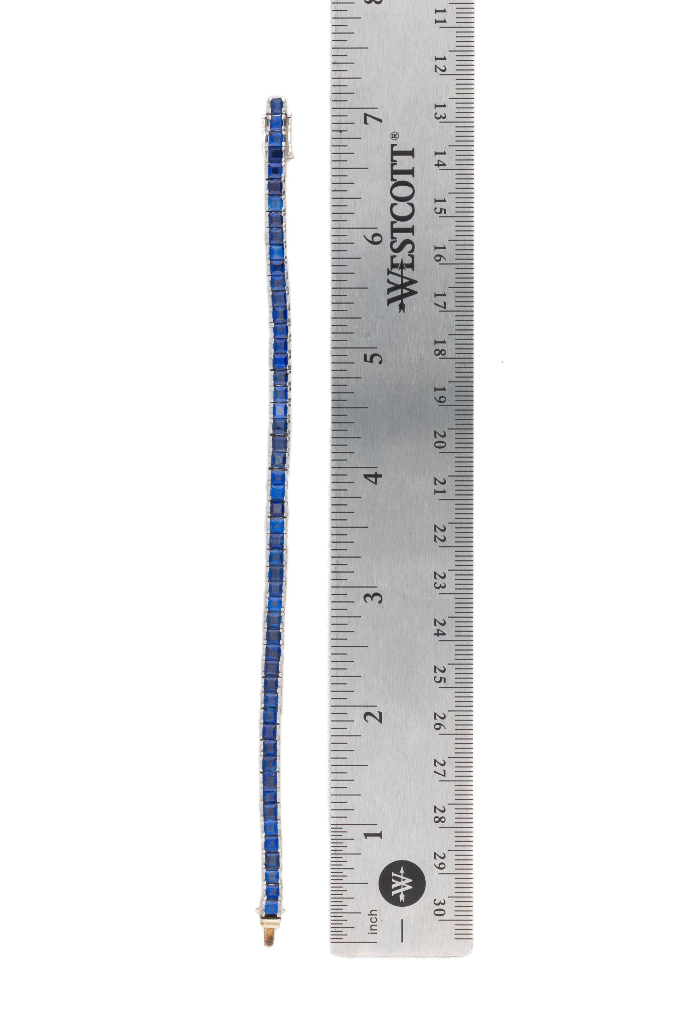 Radiant Cut Sapphire Half Bezel Tennis Bracelet For Sale