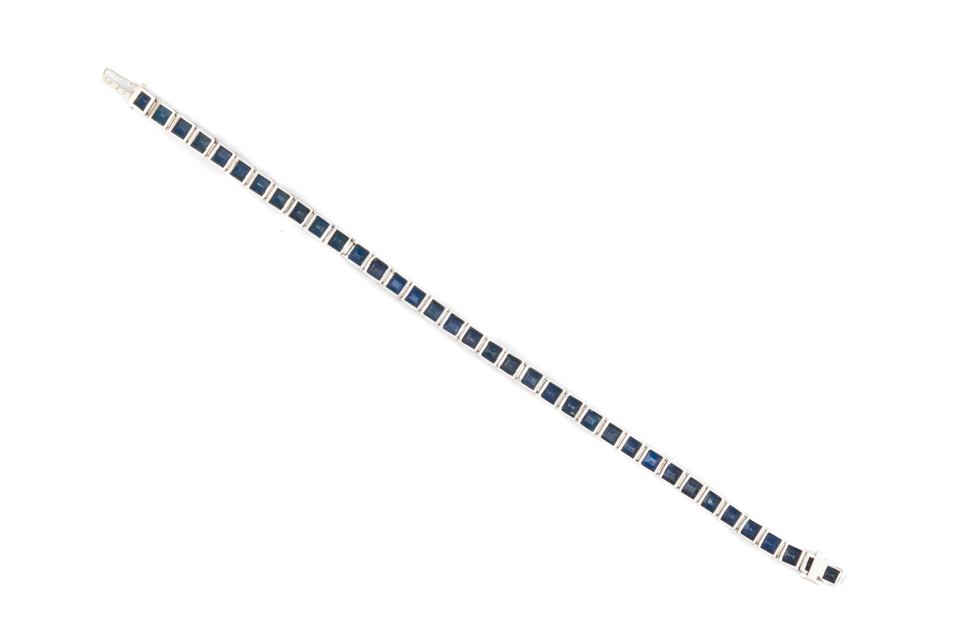 Retro Sapphire Half Bezel Tennis Bracelet For Sale