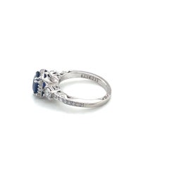 Sapphire Halo Diamond Tacori Ring 14K White Gold