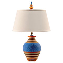 SAPPHIRE, Hand-thrown, Hand-painted Terracotta Table Lamp