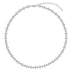 Sapphire Harlequin Choker Necklace, Aquamarine & White Sapphire, 18kt Gold