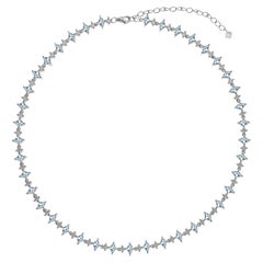 Sapphire Harlequin Choker Necklace, Aquamarine & White Sapphire, Silver