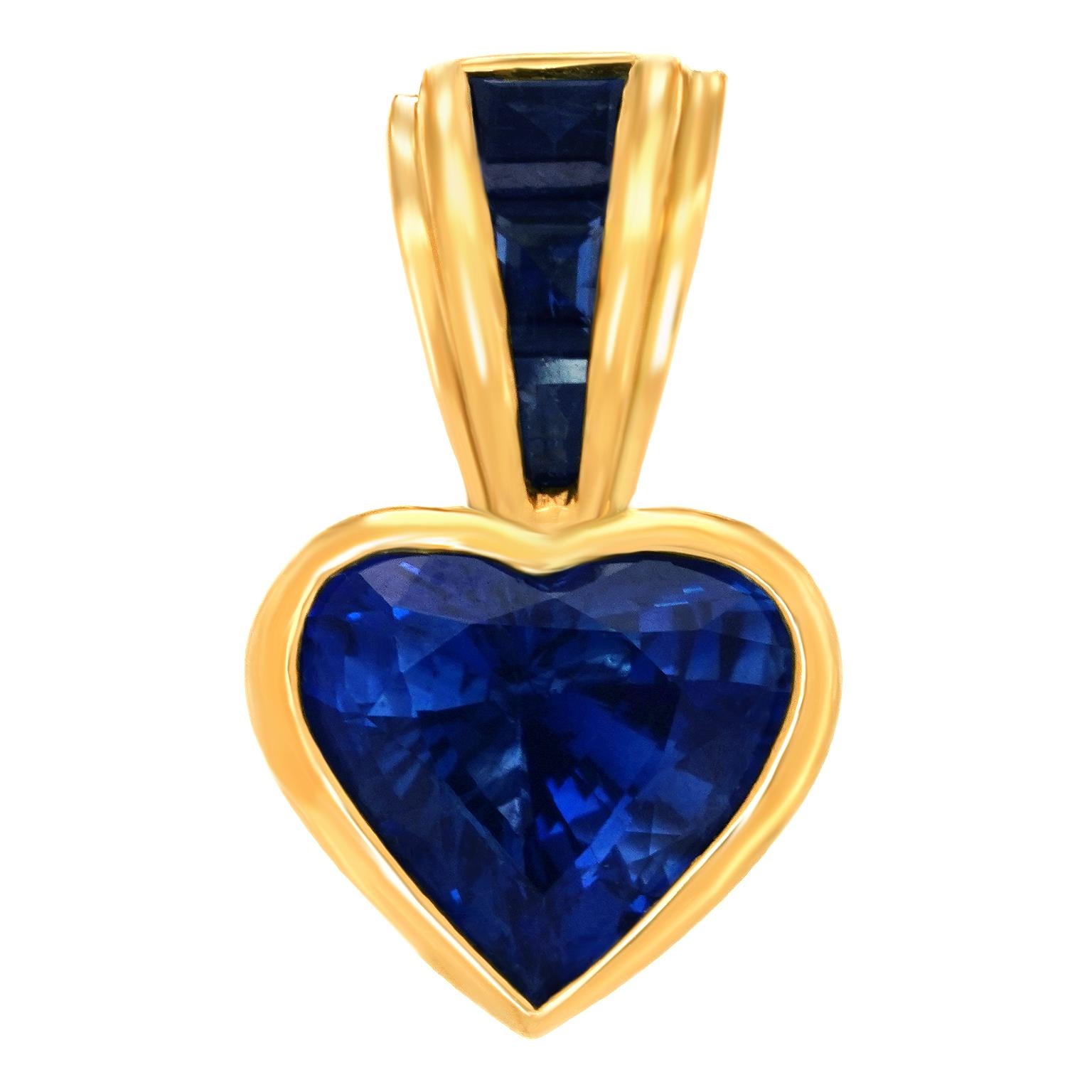 Heart Cut Sapphire Heart Pendant For Sale