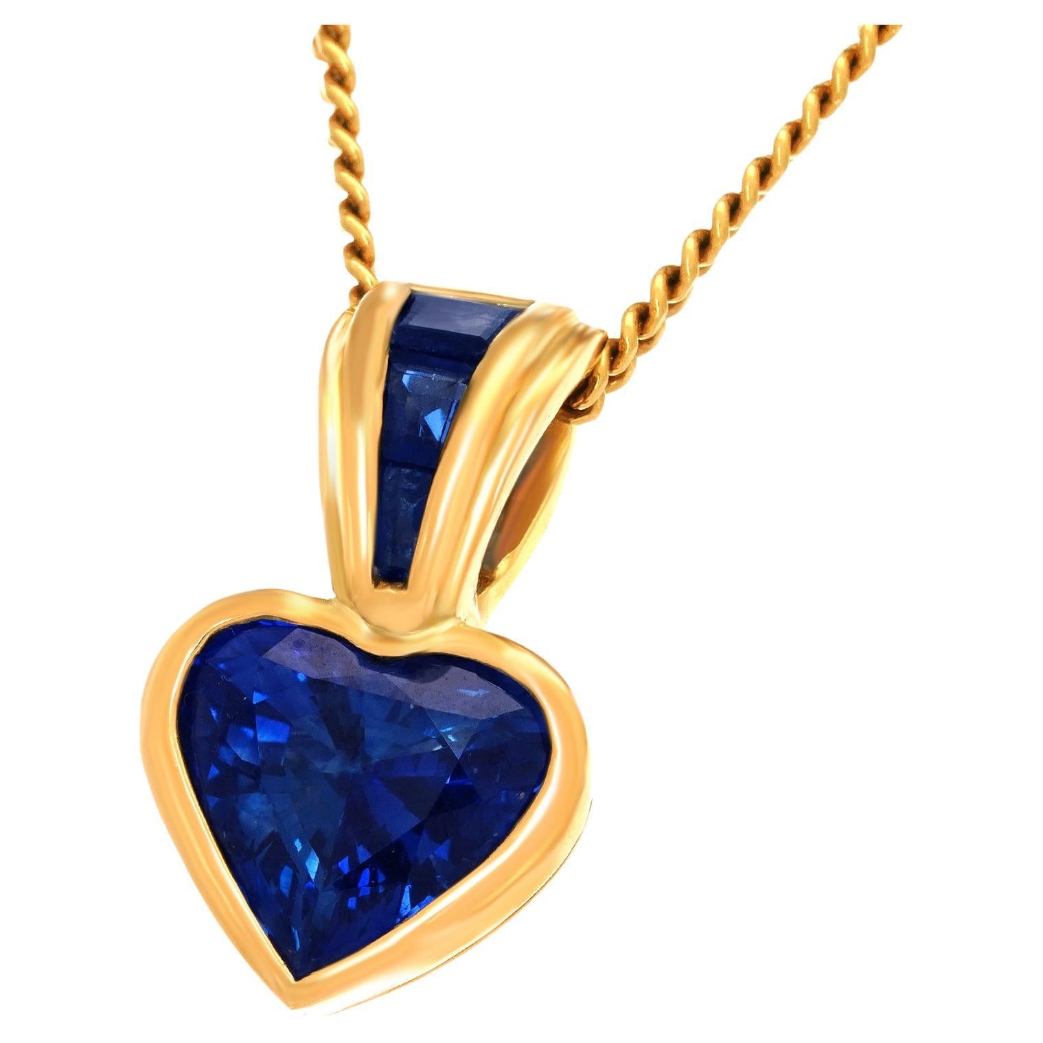 Sapphire Heart Pendant For Sale