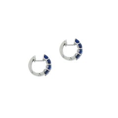 Sapphire Huggie White Gold Earrings