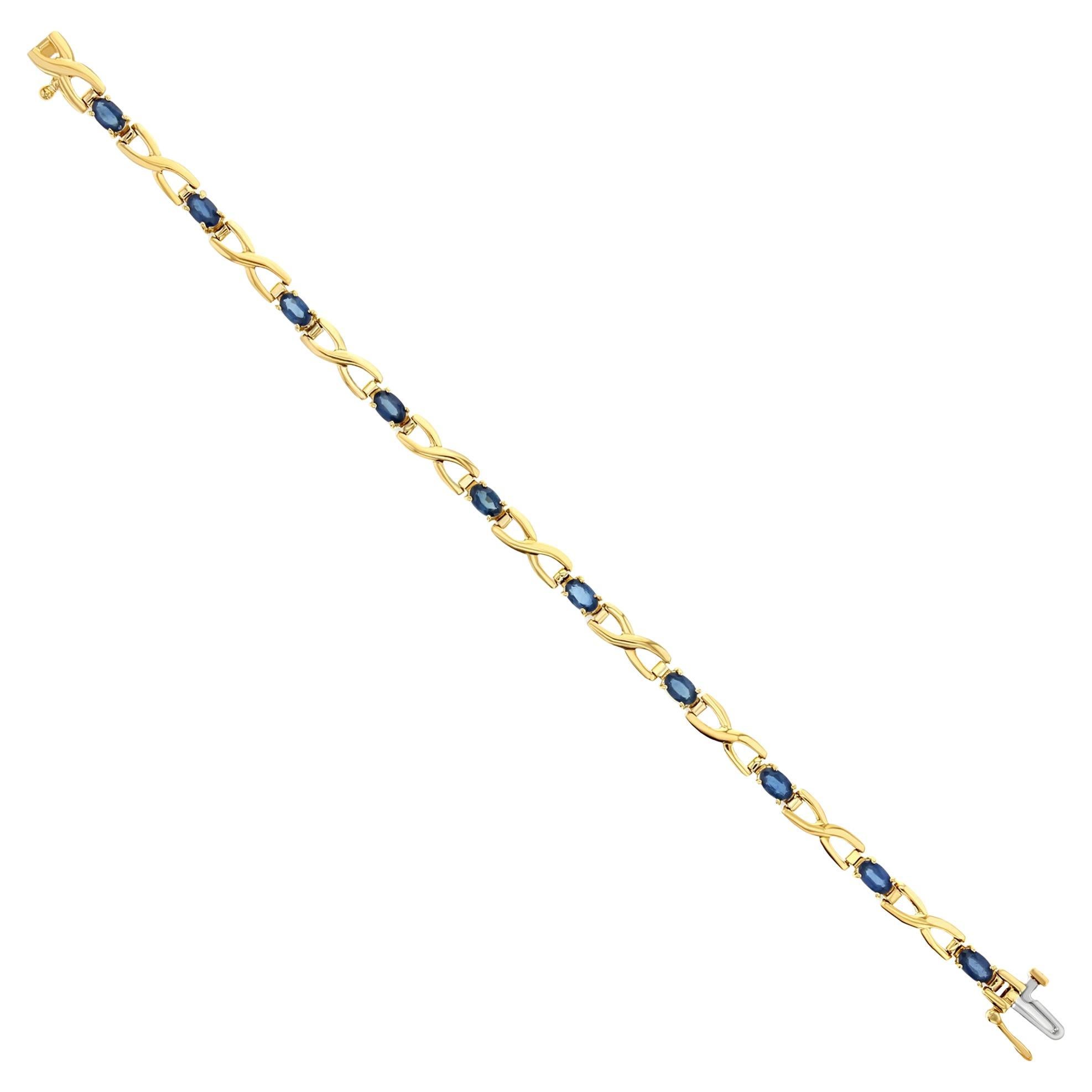 Saphir Unendlichkeits-Tennisarmband 1,50cttw 14k Gelbgold