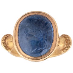 Sapphire Intaglio Ring Late 18th Century Roman Emperor Caligola