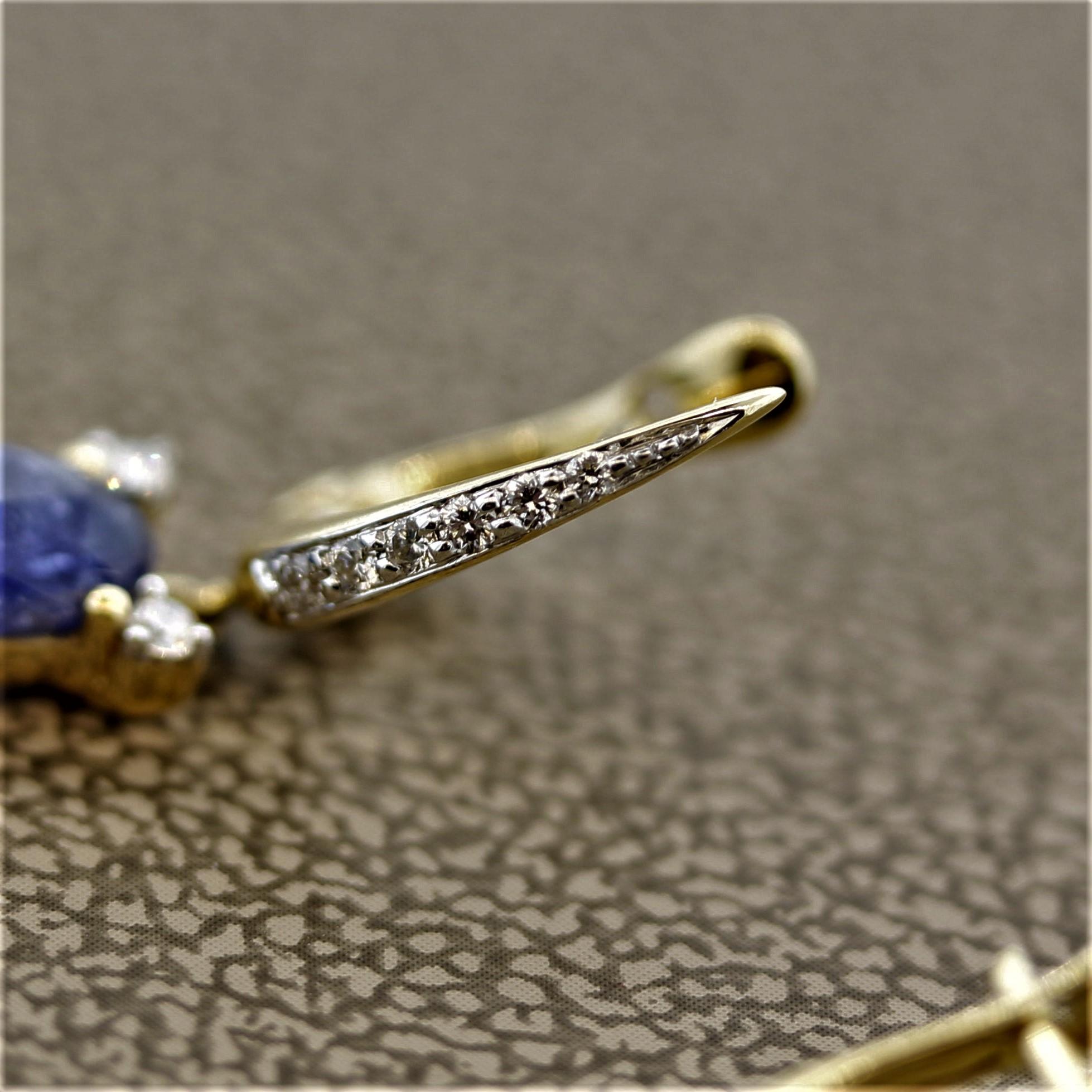 Sapphire Jade Diamond Gold Drop Earrings For Sale 2