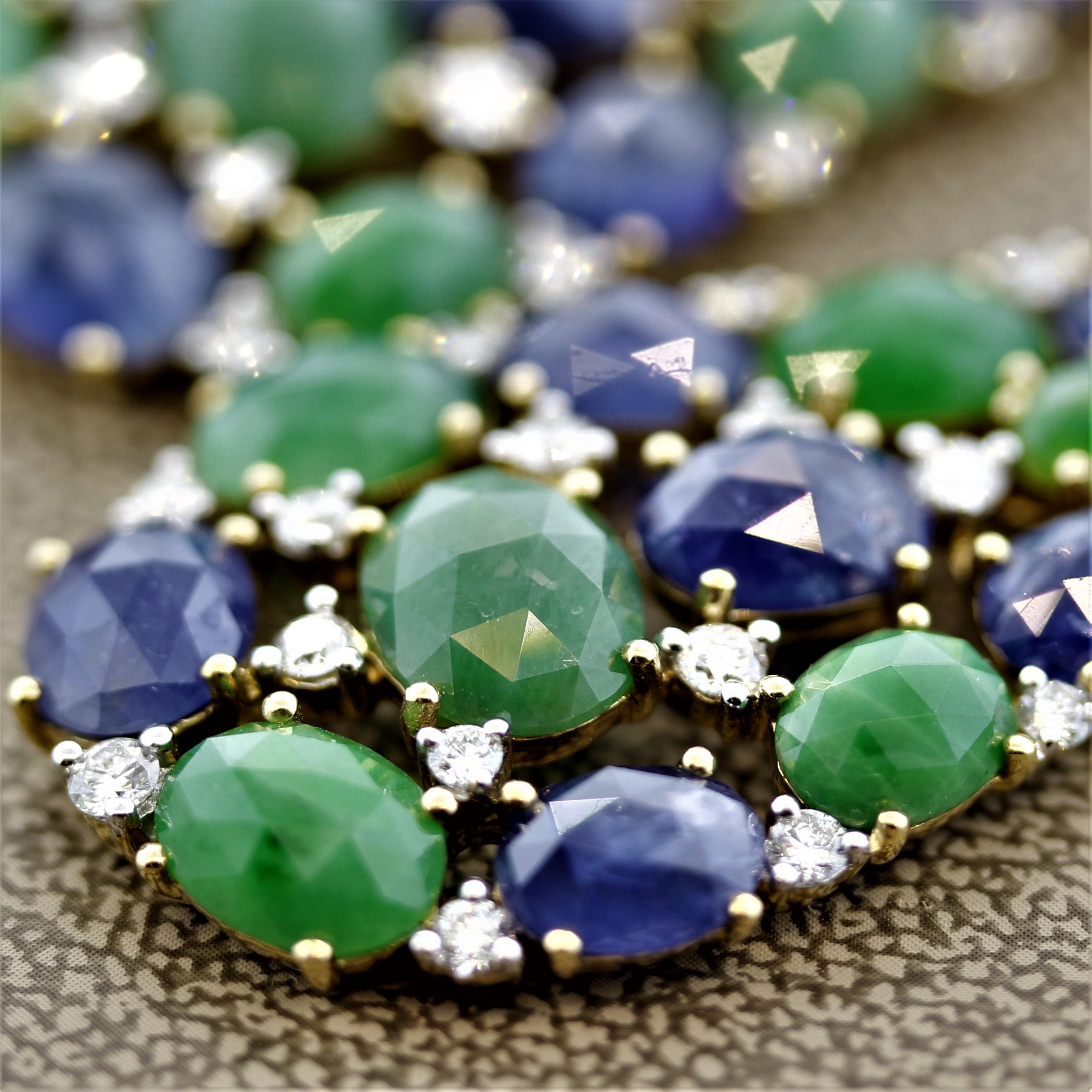 Sapphire Jade Diamond Gold Drop Earrings For Sale 3