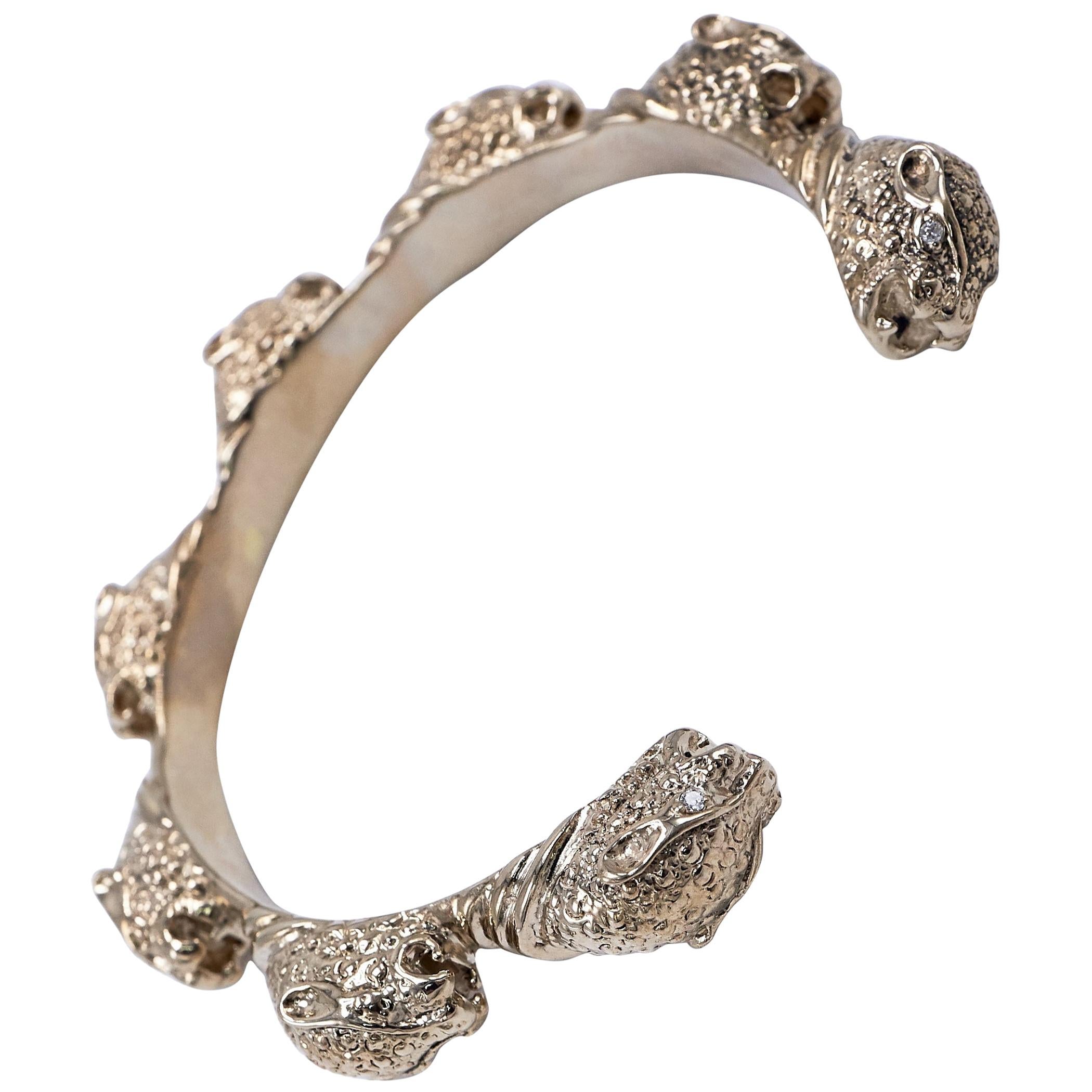 Sapphire Jaguar Arm Cuff Bracelet Statement Bronze Animal Jewelry J Dauphin