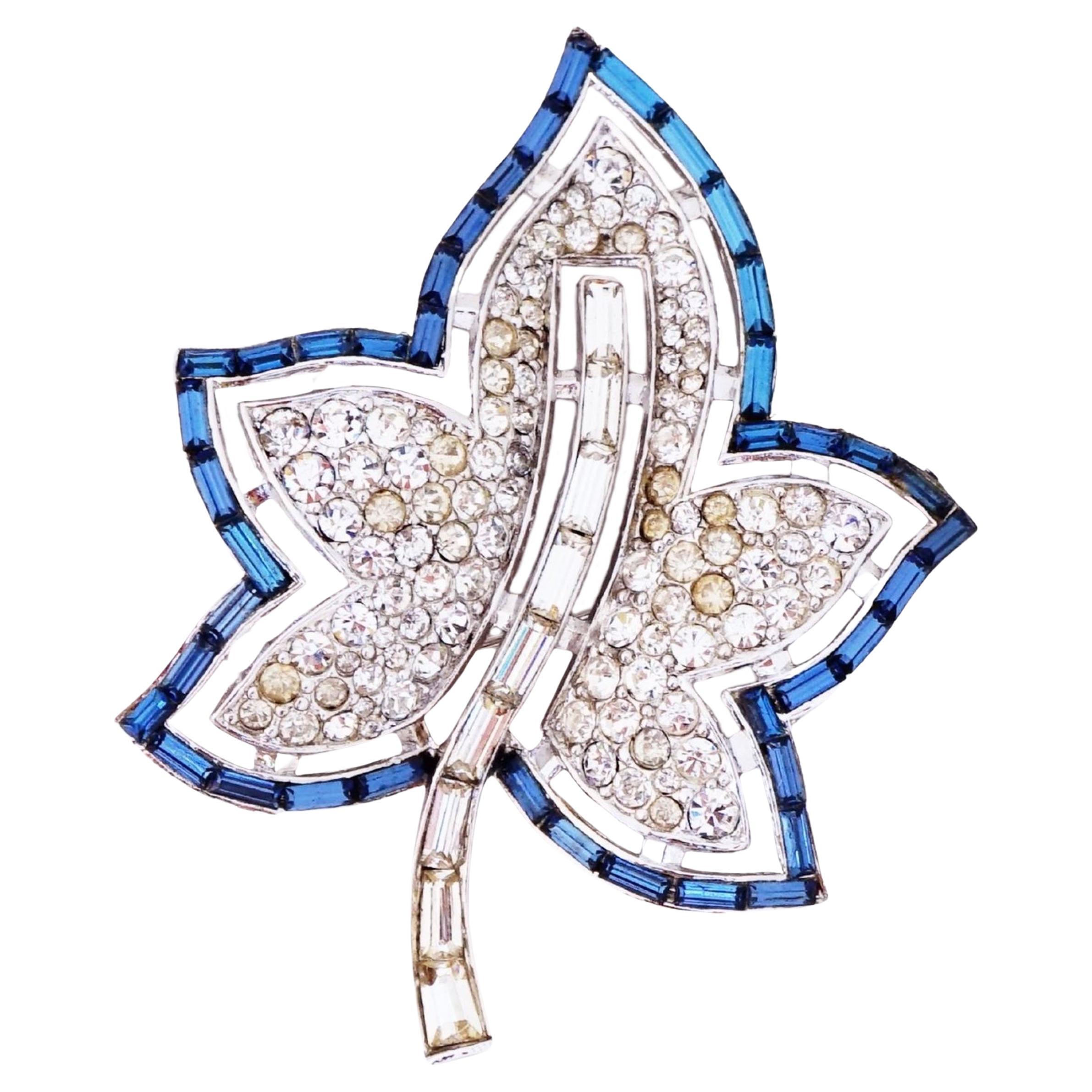 Sapphire "Jeweleaf" Maple Leaf Brooch By Alfred Philippe For Crown Trifari For Sale