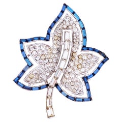 Sapphire "Jeweleaf" Maple Leaf Brooch By Alfred Philippe For Crown Trifari