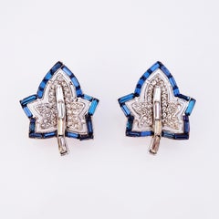 Sapphire "Jeweleaf" Maple Leaf Earrings By Alfred Philippe For Crown Trifari
